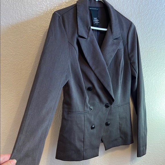 Metaphor Gray Double-Breasted Blazer Tailored Suit Jacket - Picture 3 of 5